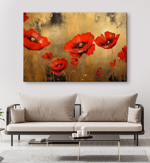 A painting of red flowers A painting of red flowers