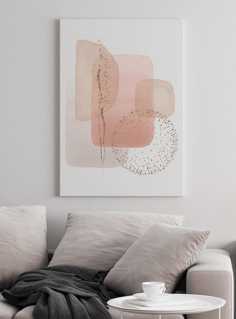 A watercolor painting of squares and dots