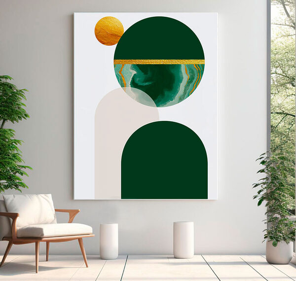 Quadri Armonia circolare nei toni del verde e del beige