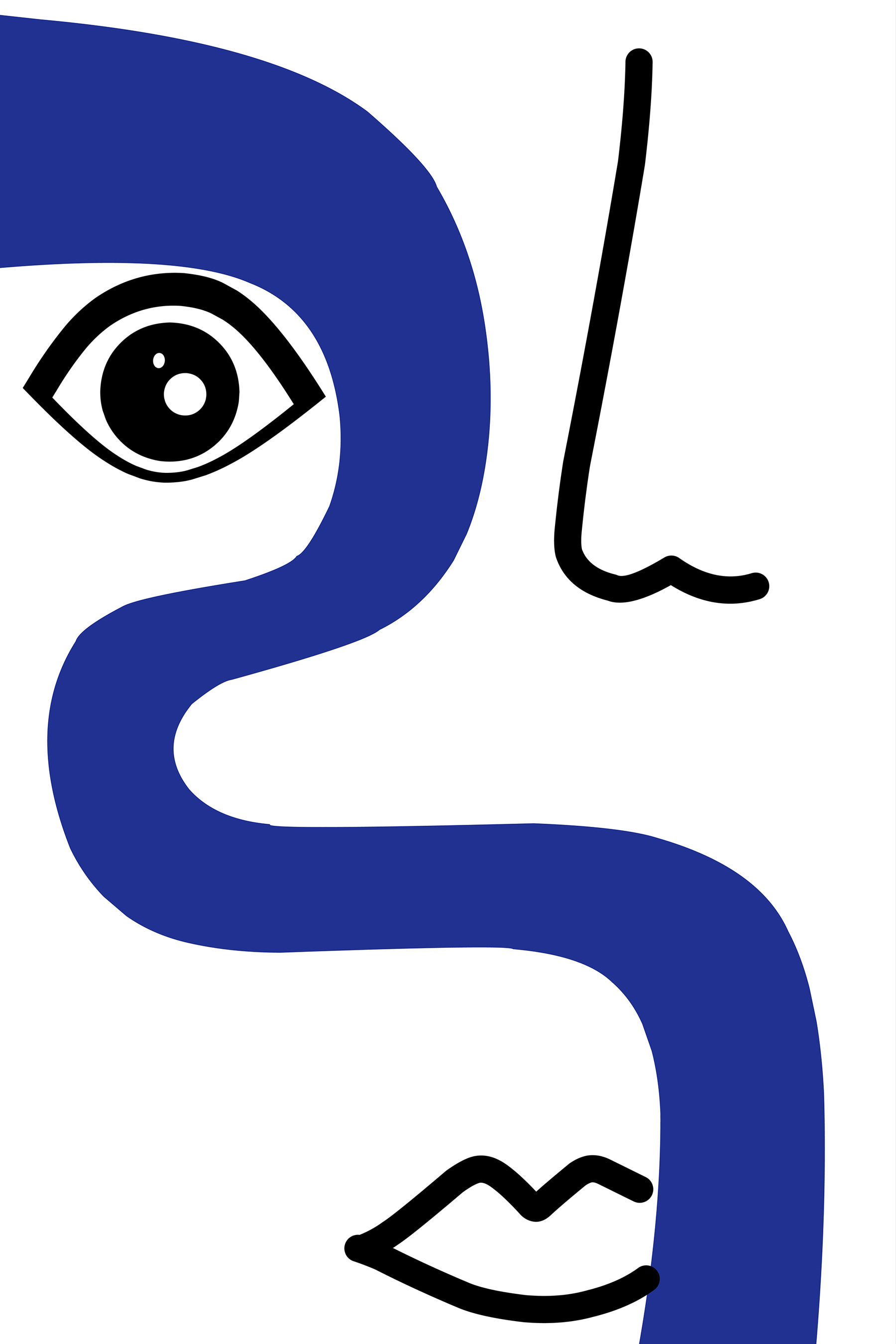 A blue and black face