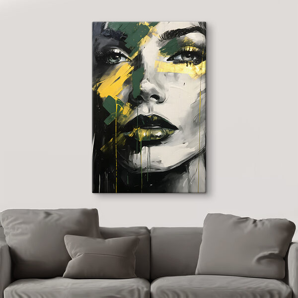 A painting of a woman's face