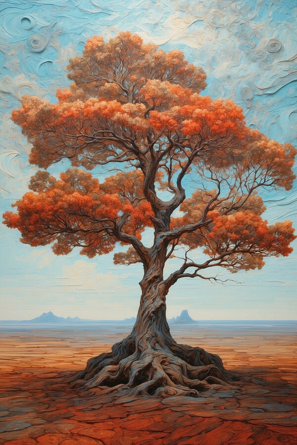 A tree with orange leaves A tree with orange leaves