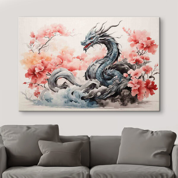 Quadri Quadri Un drago con fiori rosa (COD: s36239)