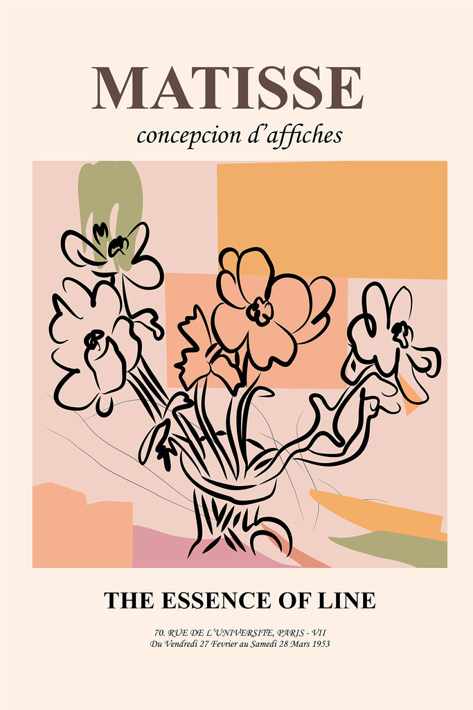 A drawing of flowers in a vase A drawing of flowers in a vase