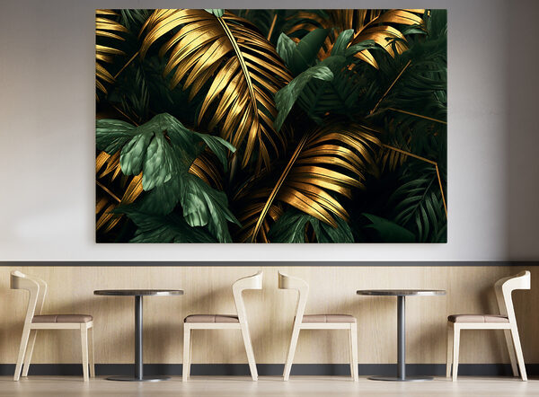 Lush leaves in shimmering hues