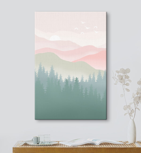 A landscape with trees and mountains