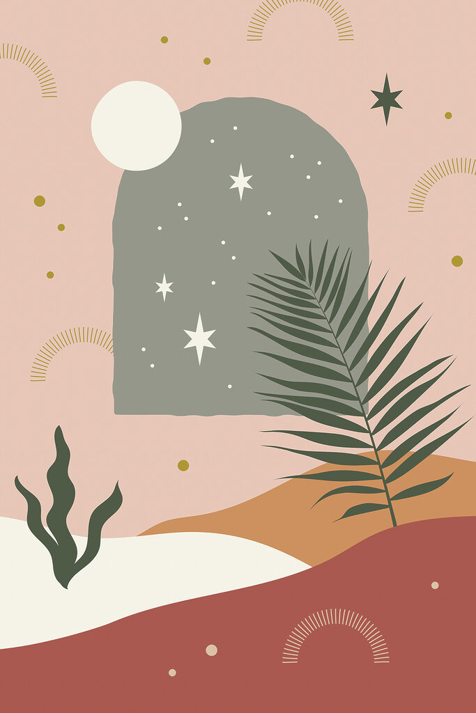A palm tree leaves and a star A palm tree leaves and a star