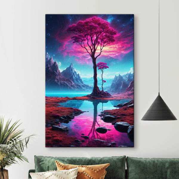 Quadri Quadri Un paesaggio con un albero e le montagne (COD: s36445)