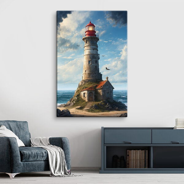 A lighthouse on a rock with Ford Island in the background A lighthouse on a rock with Ford Island in the background