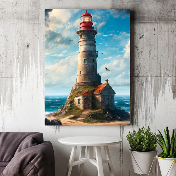 A lighthouse on a rock with Ford Island in the background A lighthouse on a rock with Ford Island in the background