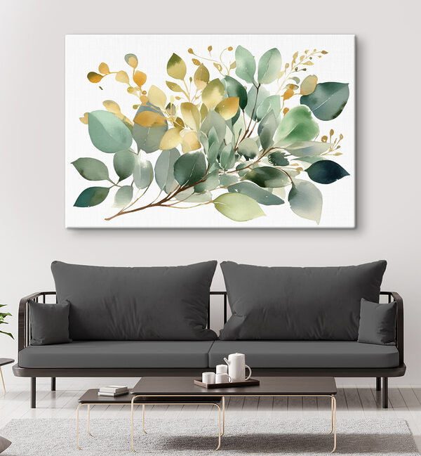 A watercolor painting of leaves