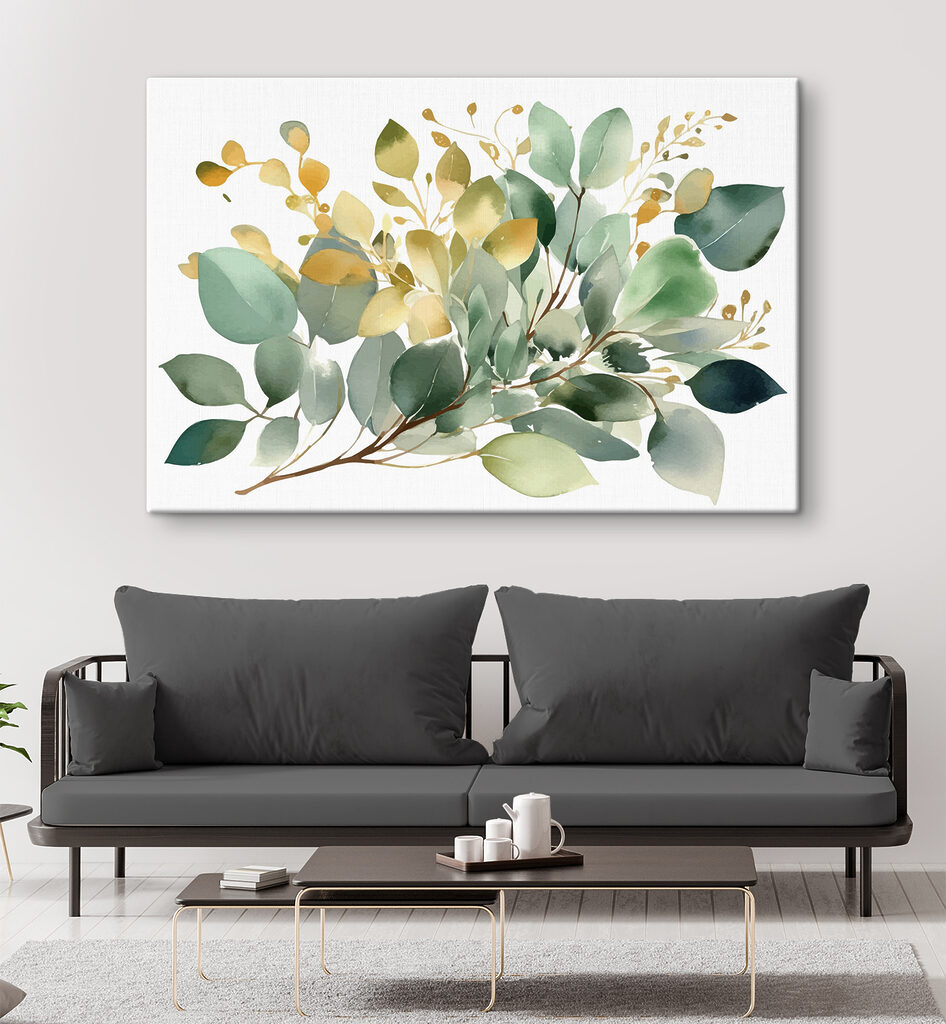 A watercolor painting of leaves