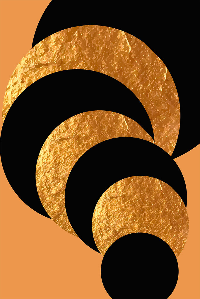 Shimmering spirals over black void