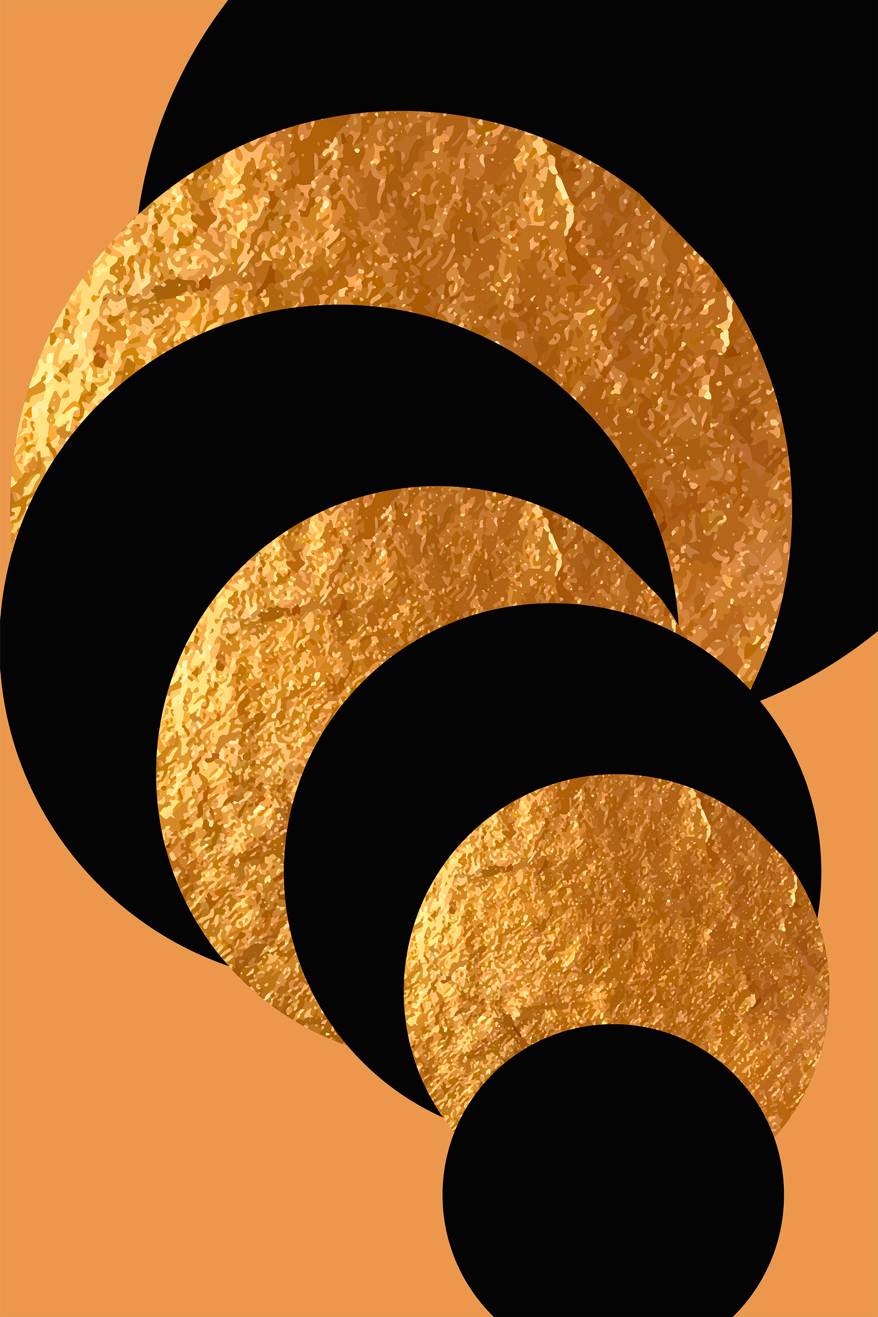 Shimmering spirals over black void