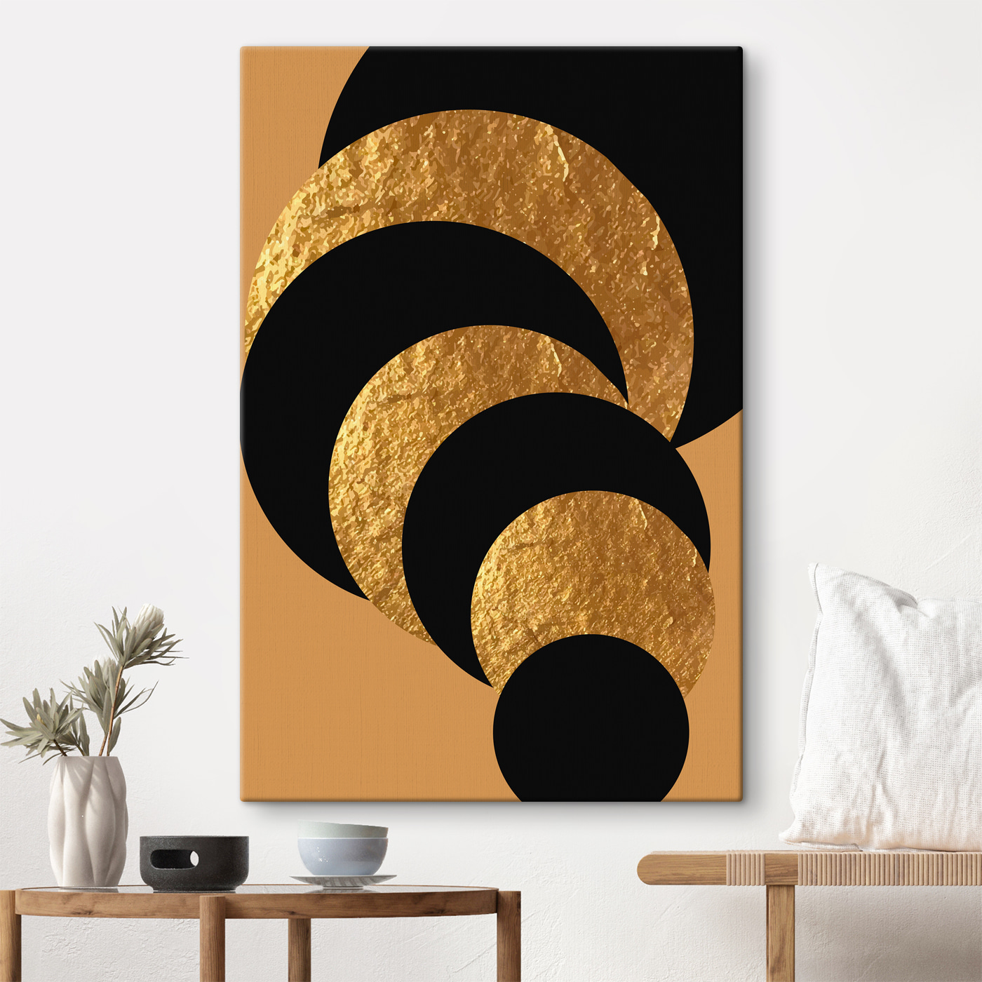 Shimmering spirals over black void