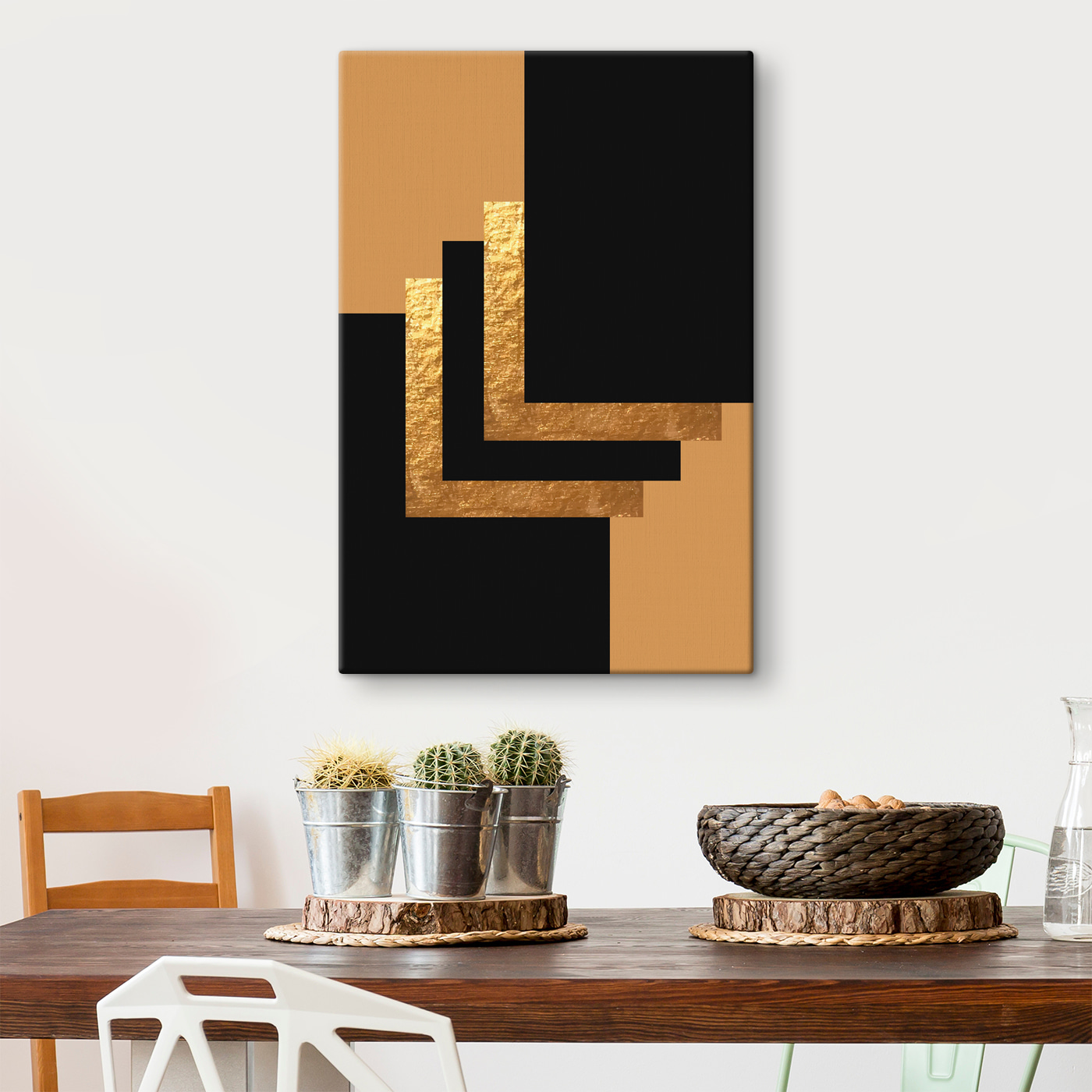 Shimmering metallic geometric abstraction