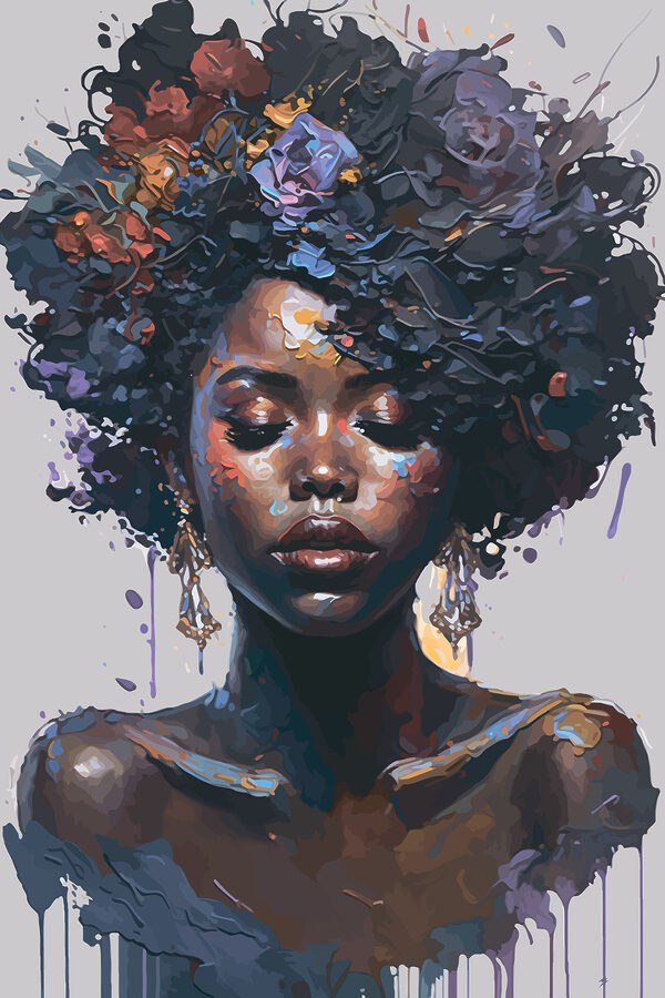 A woman with flowers in her hair