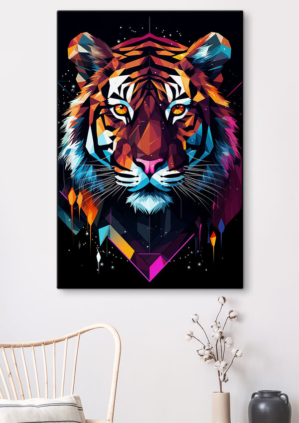A colorful tiger with white whiskers A colorful tiger with white whiskers