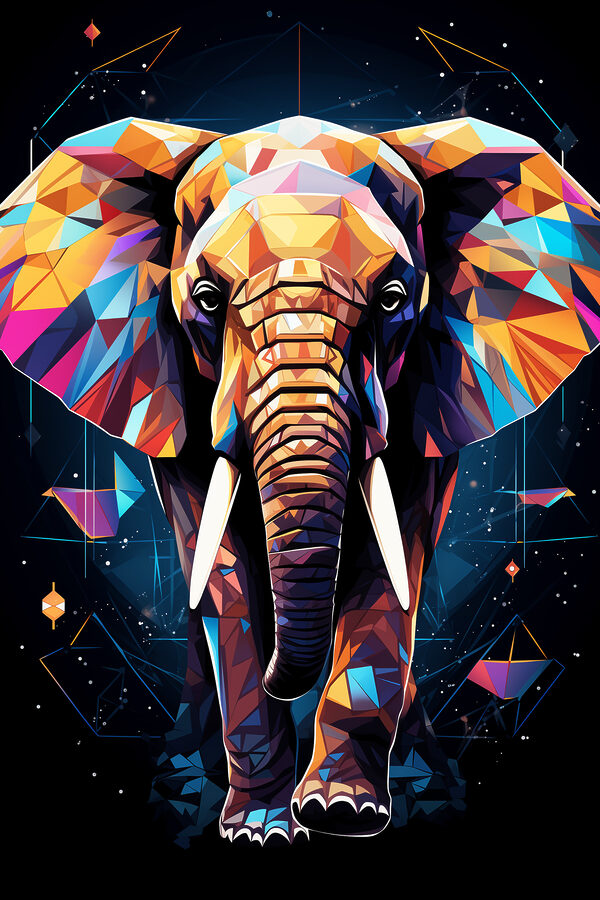 An elephant with a colorful face
