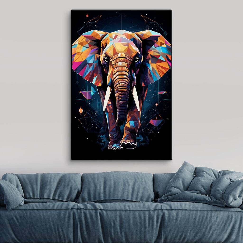 An elephant with a colorful face