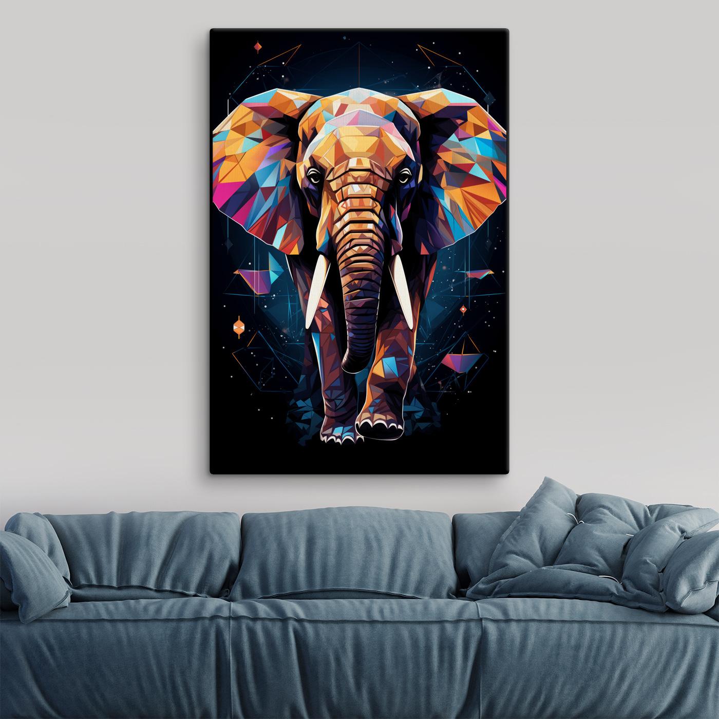 An elephant with a colorful face