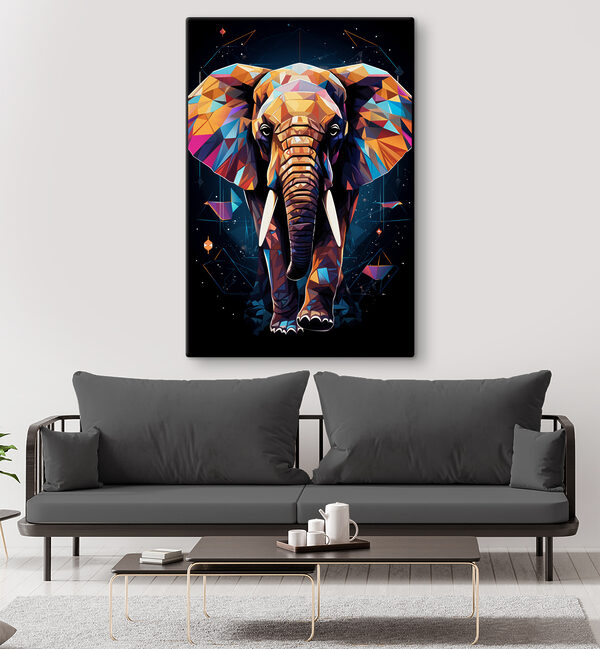 An elephant with a colorful face