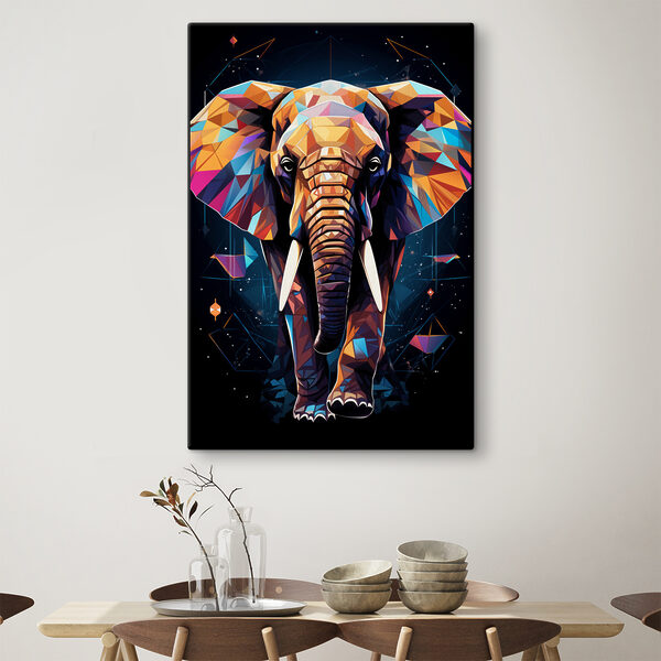An elephant with a colorful face