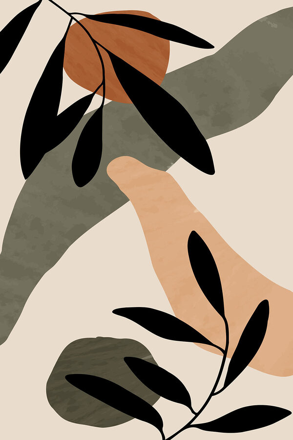 Abstract shapes and leaves composition Abstract shapes and leaves composition