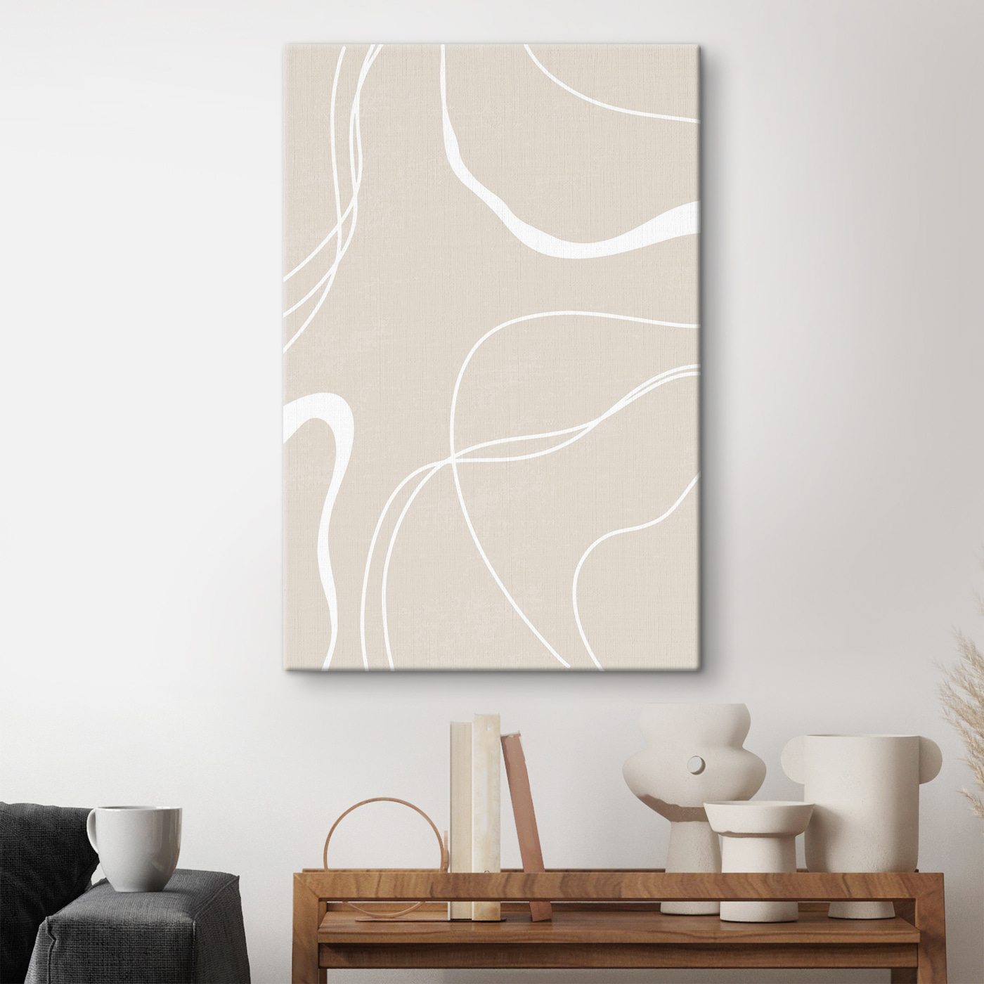 A white lines on a beige background