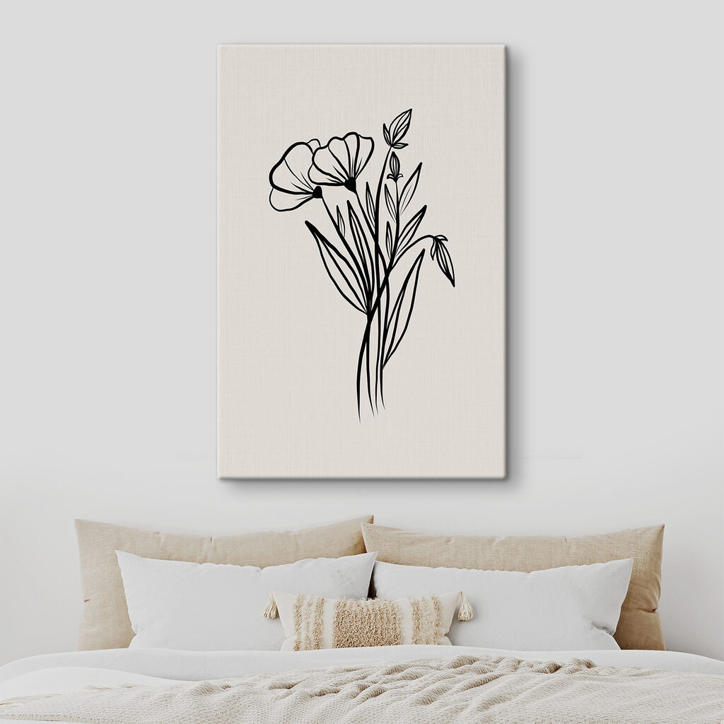 A drawing of flowers and leaves
