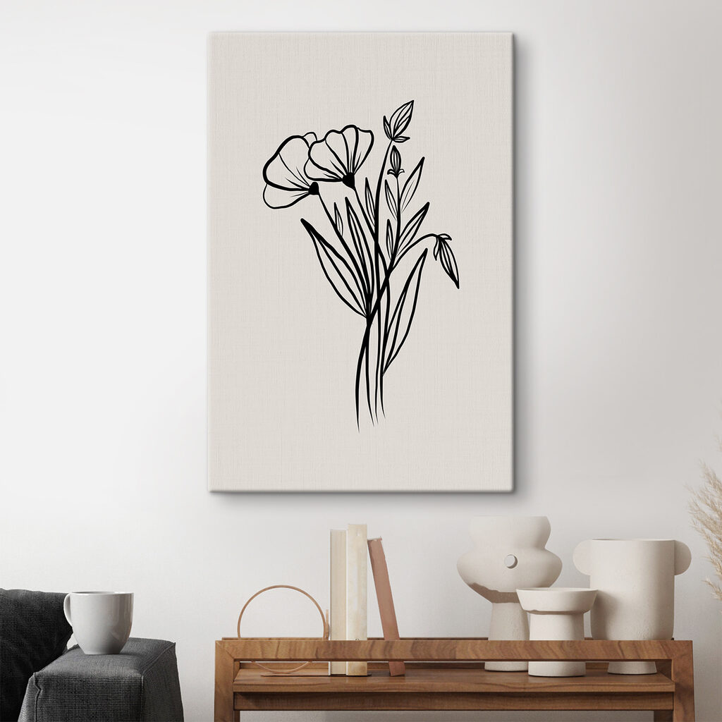 A drawing of flowers and leaves