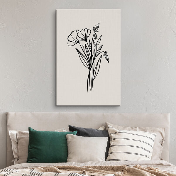 A drawing of flowers and leaves