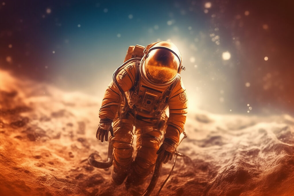 An astronaut in a space suit