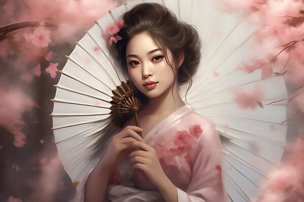 A woman holding a fan A woman holding a fan