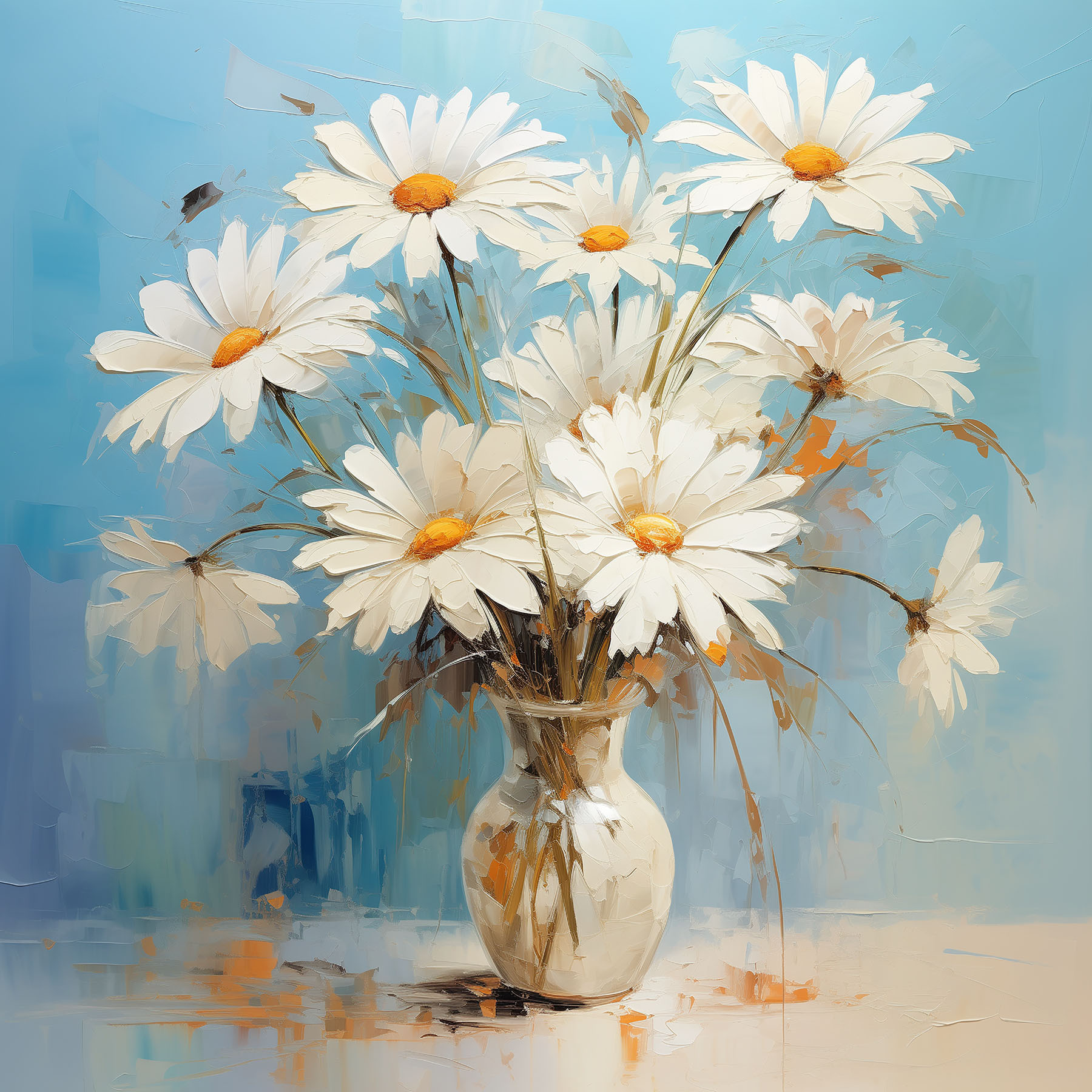 A painting of a vase of flowers