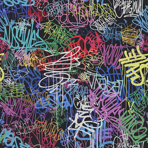 A colorful graffiti on a black background A colorful graffiti on a black background