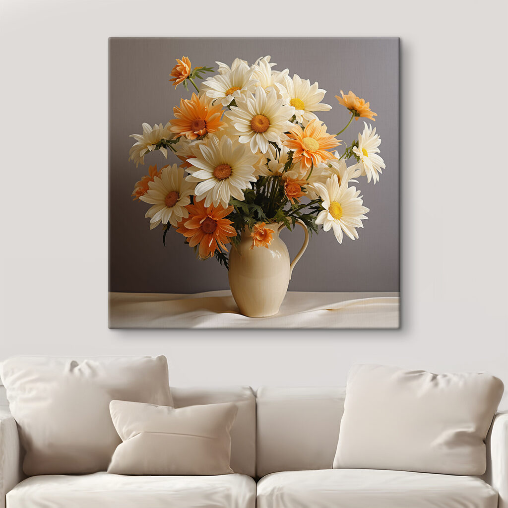 A vase of flowers on a table