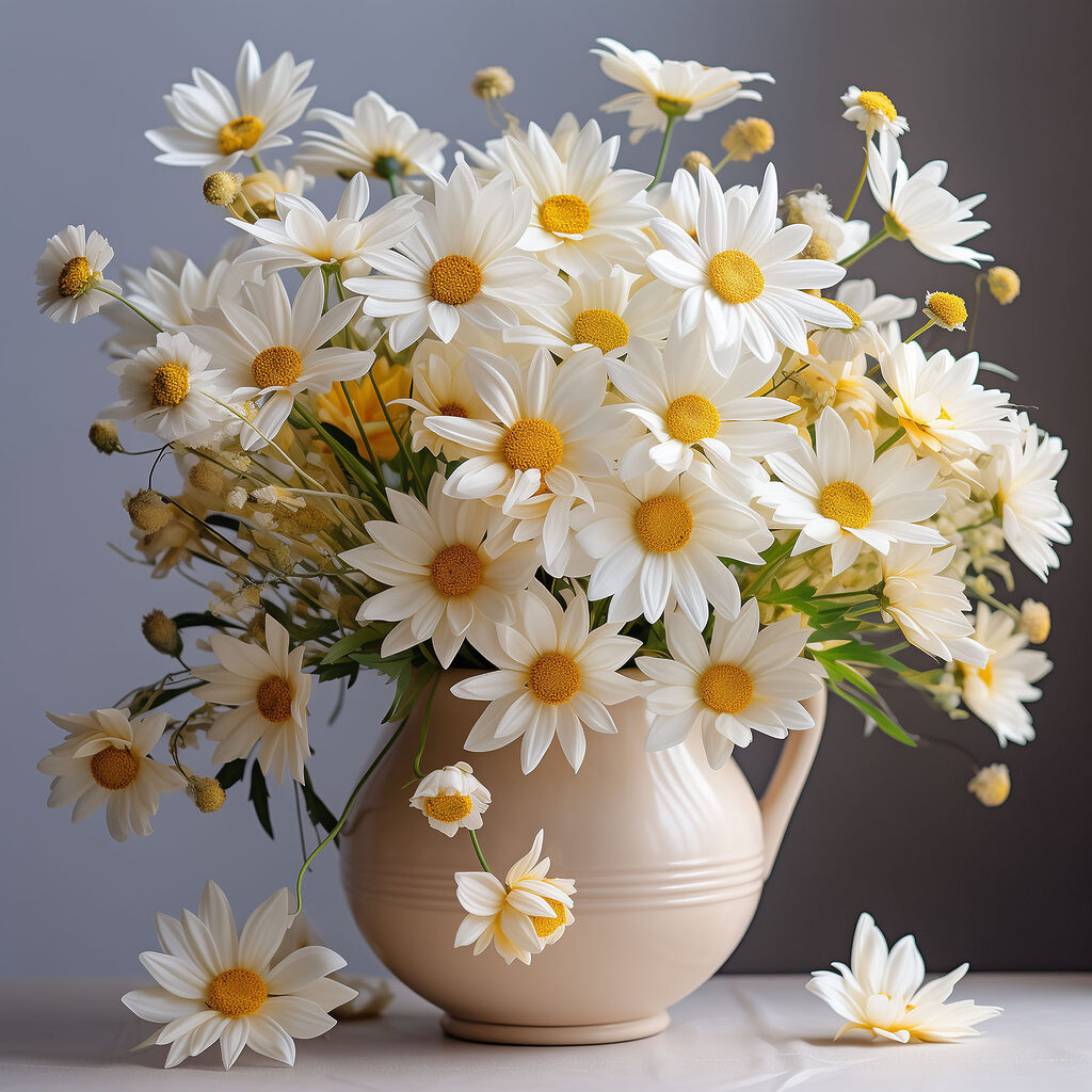 A vase of white flowers