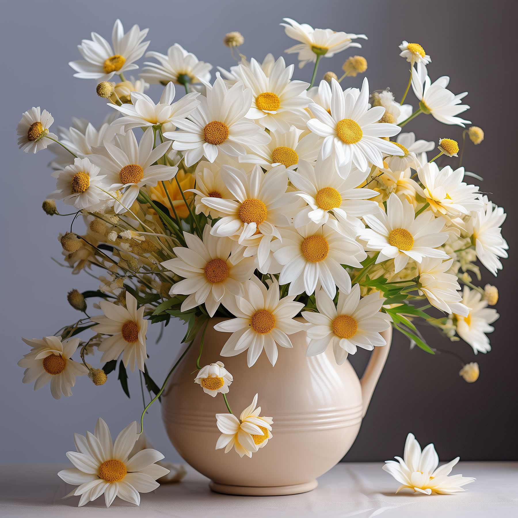 A vase of white flowers