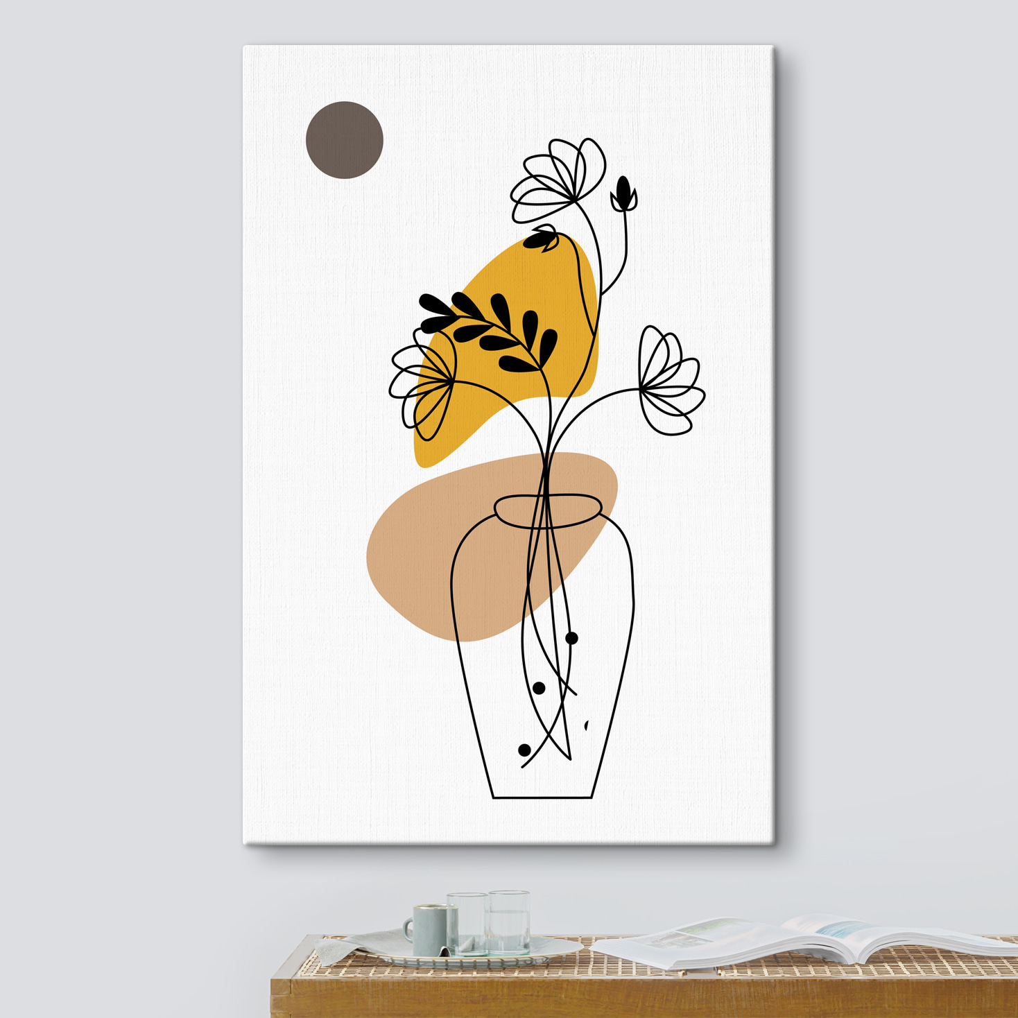 A drawing of a flower in a vase