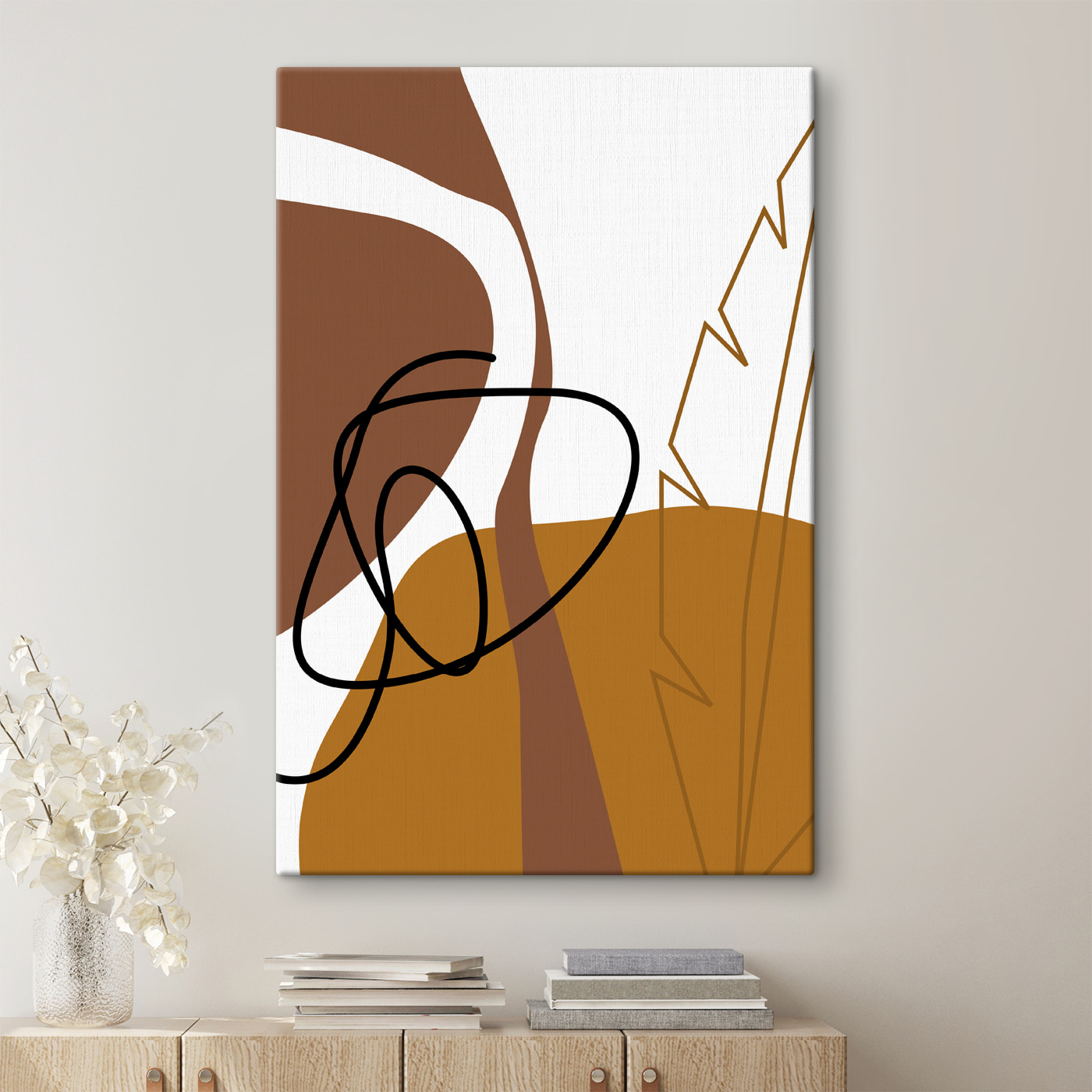 A brown and white art