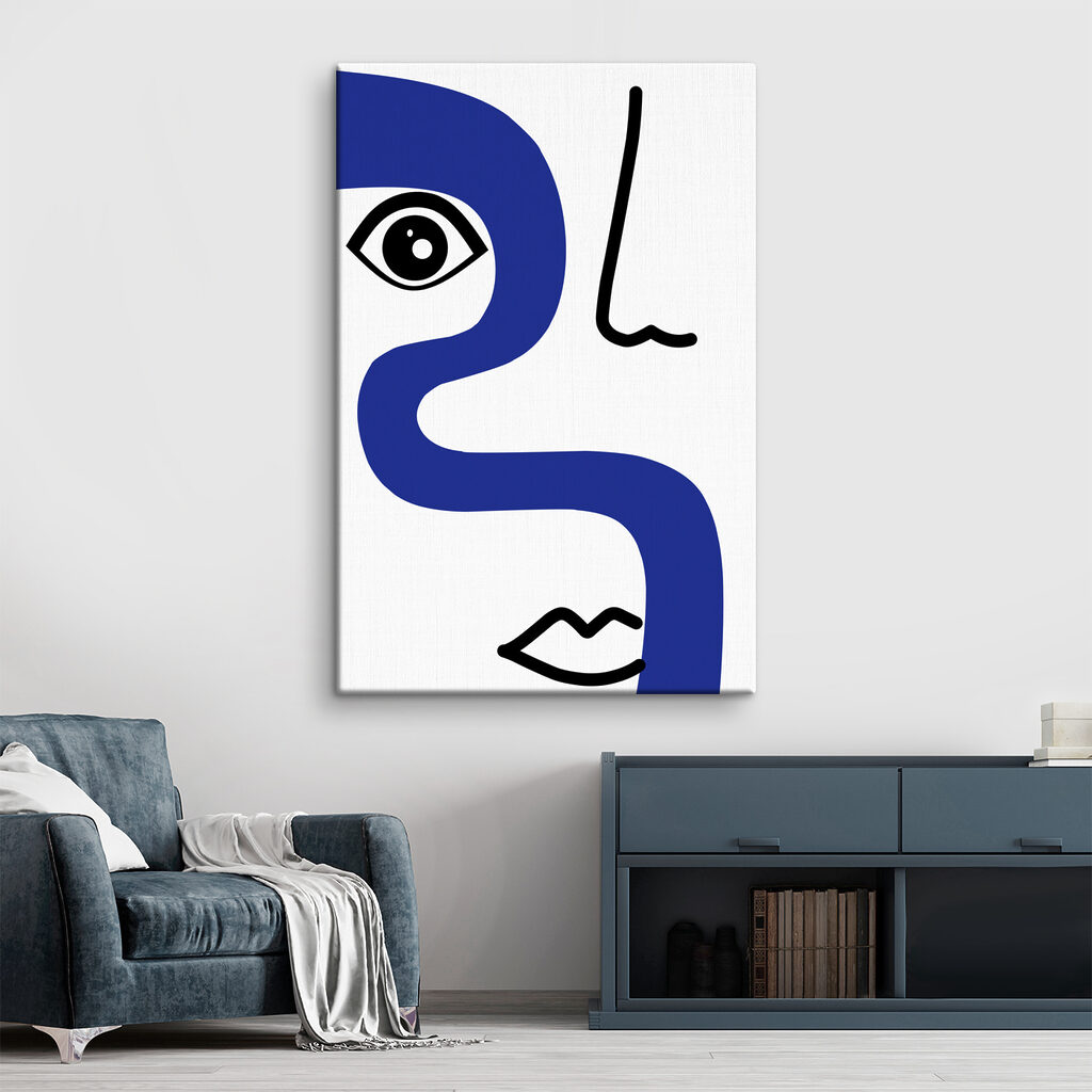 A blue and black face