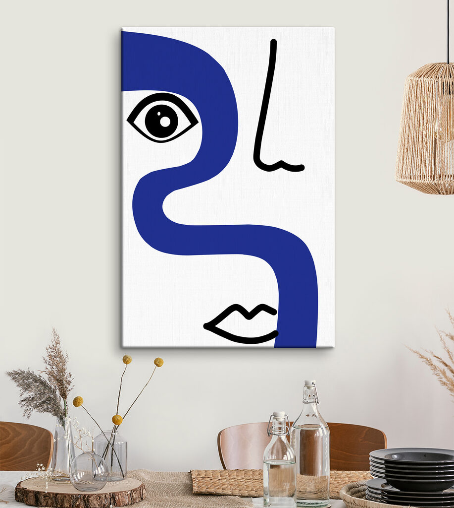 A blue and black face