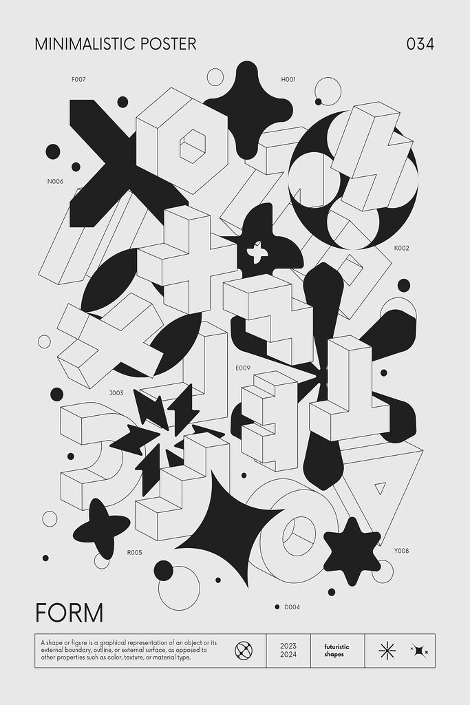 A black and white graphic design