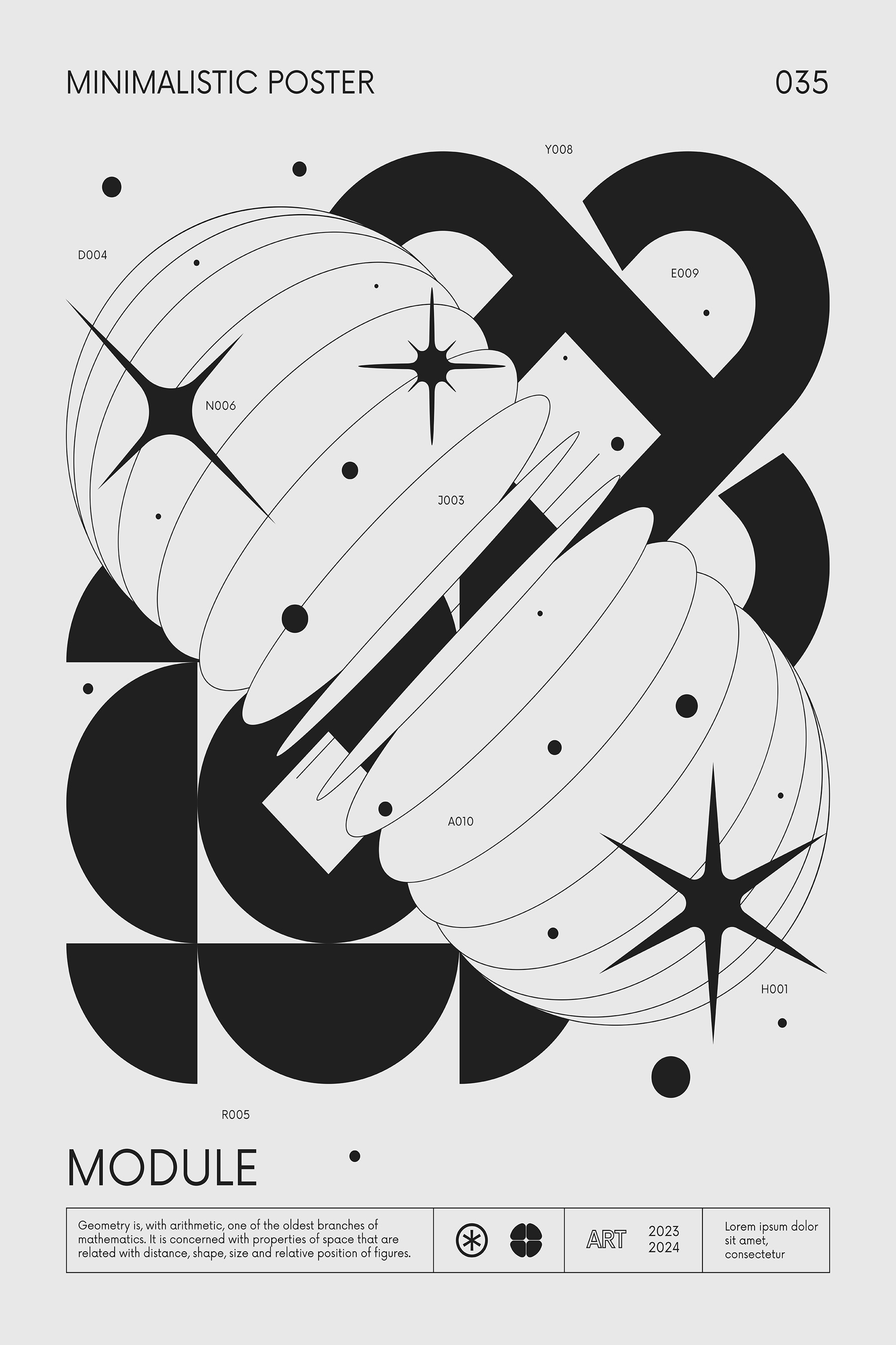 A black and white image of geometric shapes