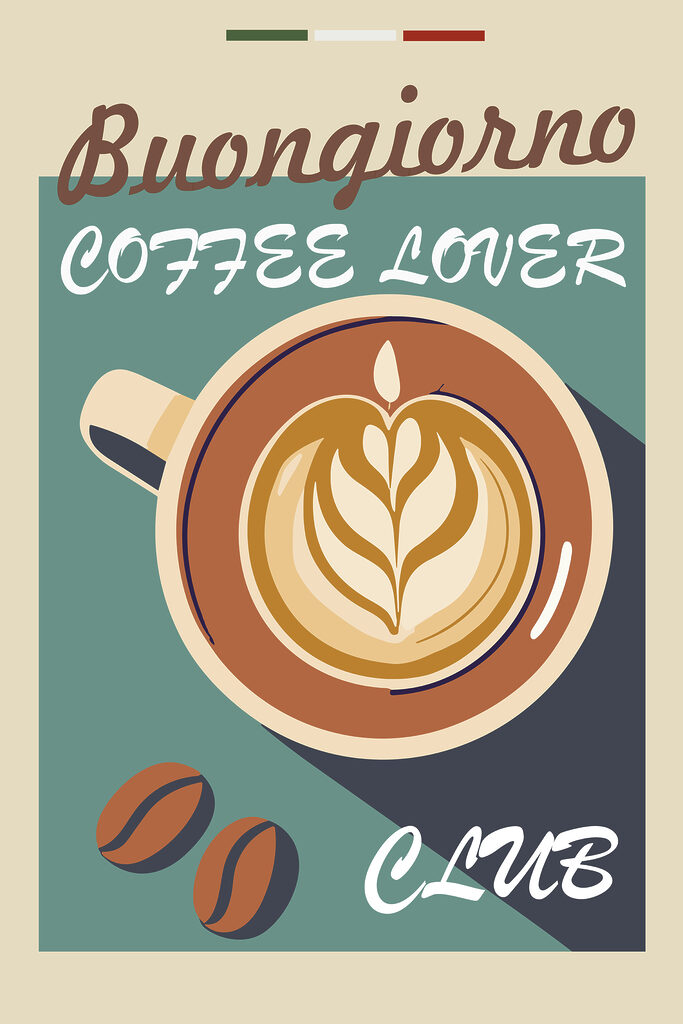 A coffee cup with a latte art on it A coffee cup with a latte art on it