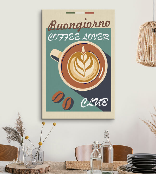 Quadri Una tazza da caffè con una decorazione in latte art