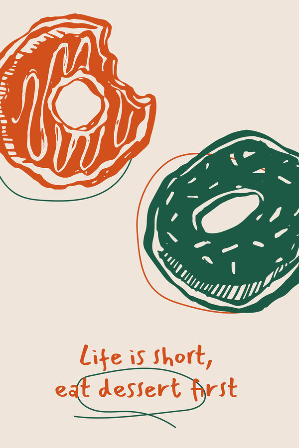 A drawing of donuts with green and orange icing A drawing of donuts with green and orange icing