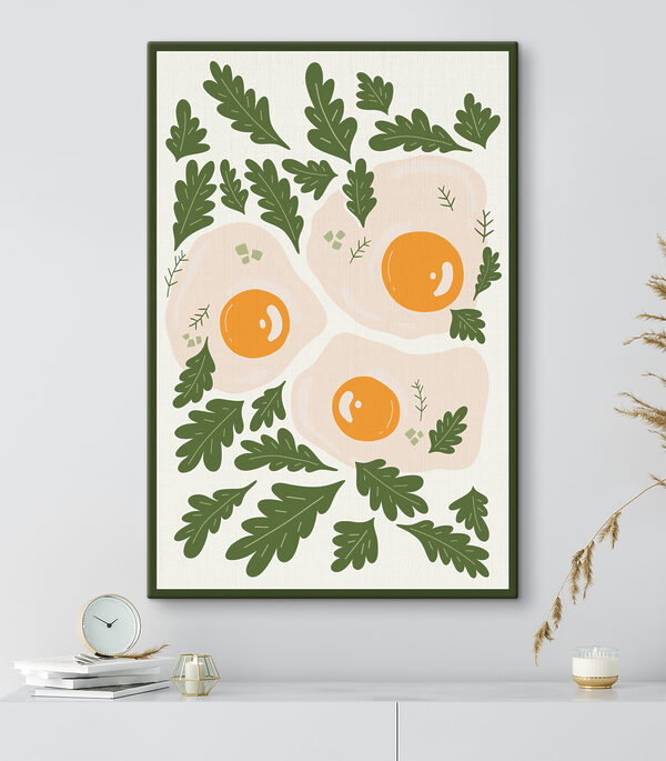 A picture of eggs and leaves A picture of eggs and leaves