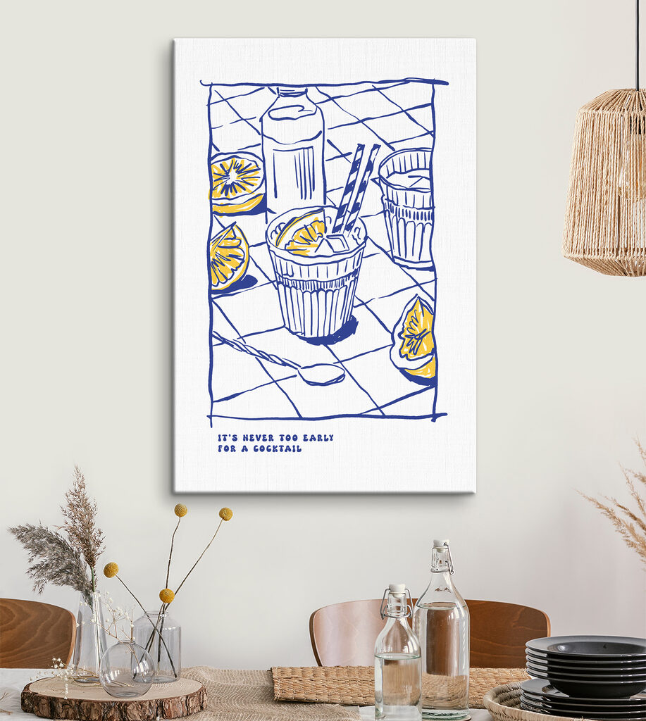 A drawing of a drink and a glass of juice A drawing of a drink and a glass of juice